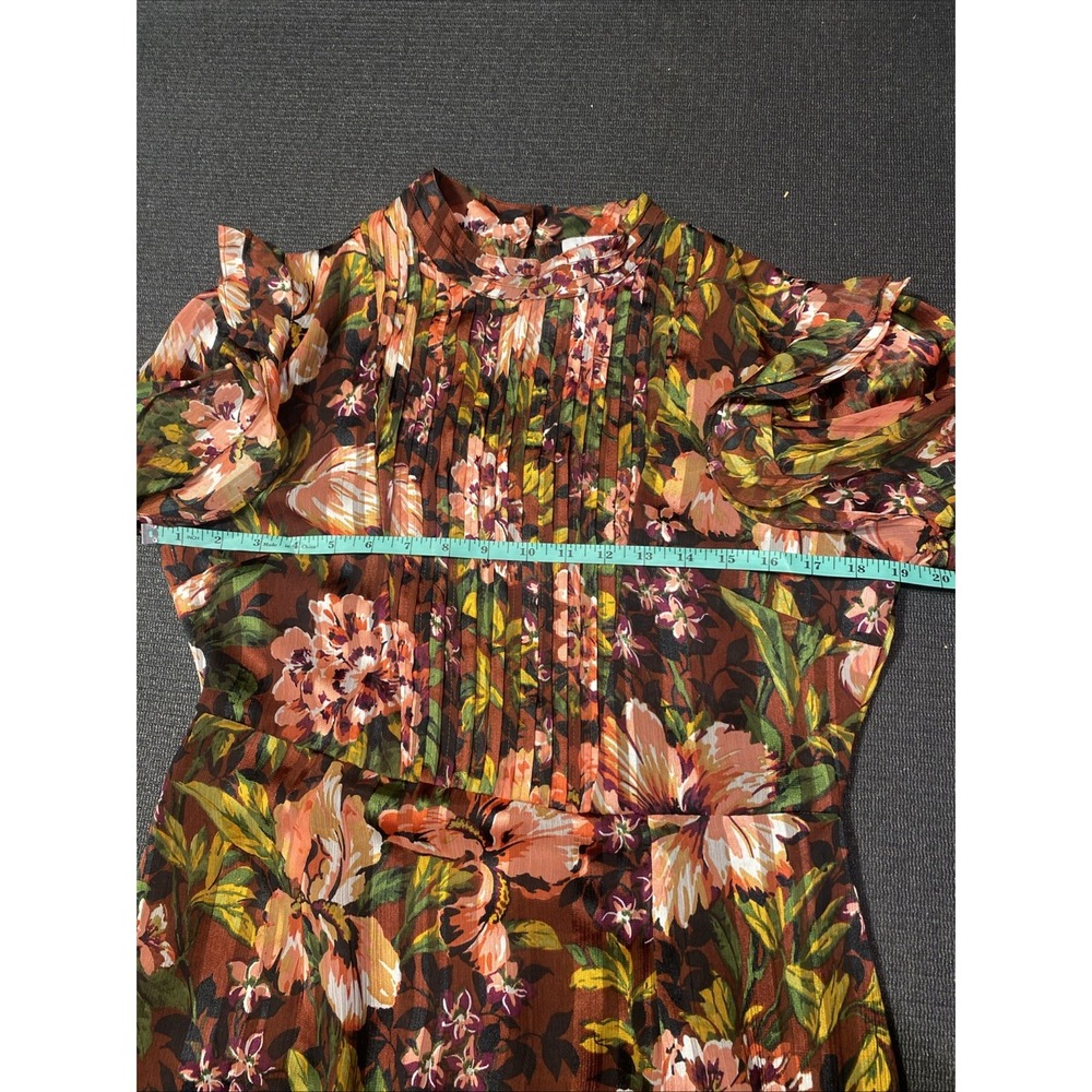 NEW‎ TOPSHOP Fallen Floral Jacquard MIDI DRESS Us 8 M Fall Festival Long Sleeve - Picture 5 of 7